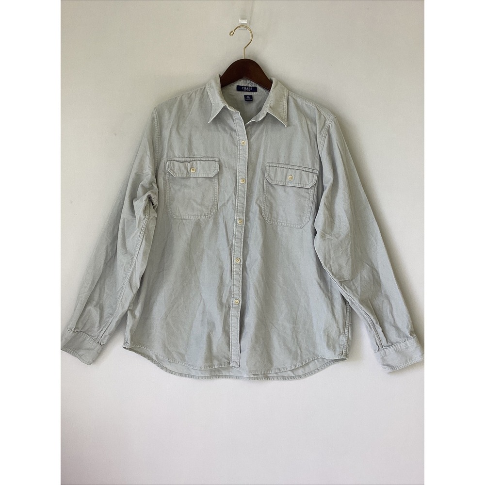 Chaps Shirt Mens Extra Large Gray Cotton Corduroy Button Normcore Cabincore A